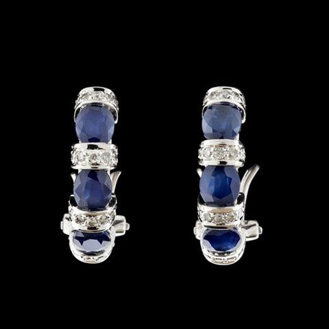 Sapphire & Diamond Half Hoop Earrings