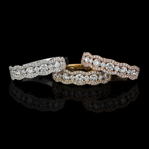 18Kt Tri-Gold Diamond Band Rings
