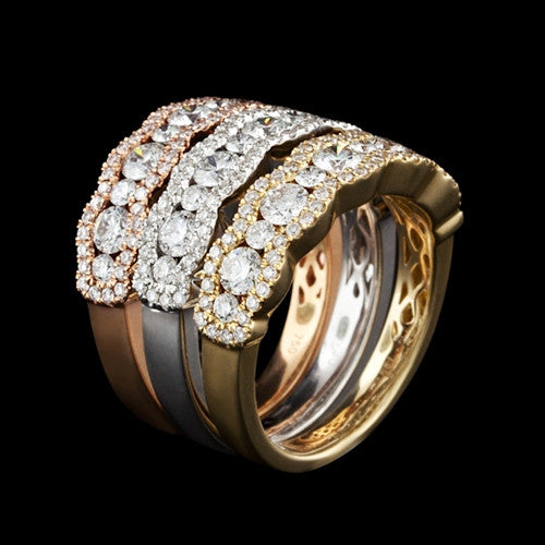 18Kt Tri-Gold Diamond Band Rings