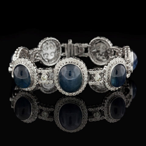 Cabochon Sapphire & Diamond Bracelet
