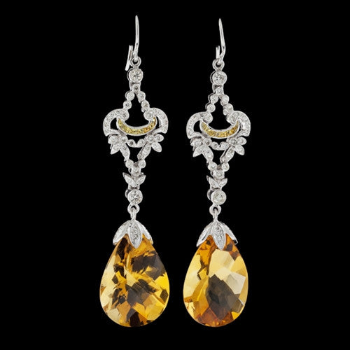 14KT Citrine & Diamond Earrings