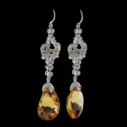 14KT Citrine & Diamond Earrings