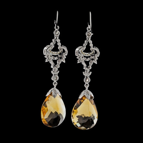 14KT Citrine & Diamond Earrings