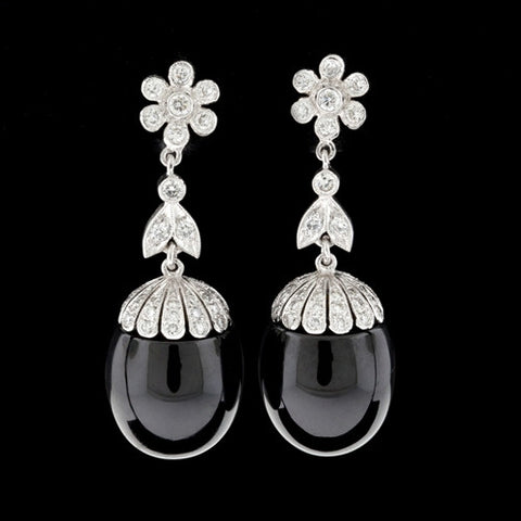 18Kt Diamond & Black Onyx Drop Earrings