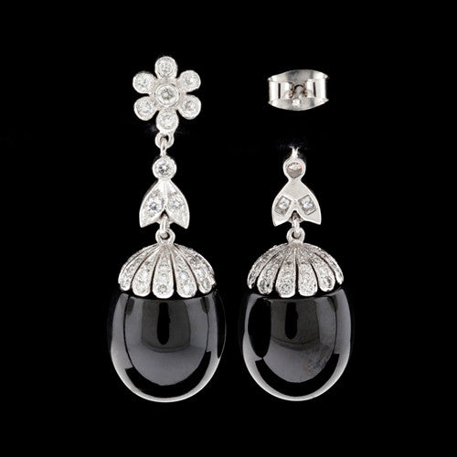 18Kt Diamond & Black Onyx Drop Earrings