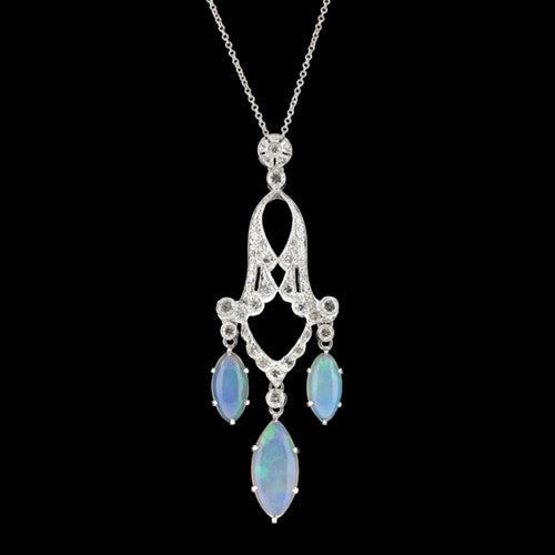 Opal and Diamond Chandelier Necklace