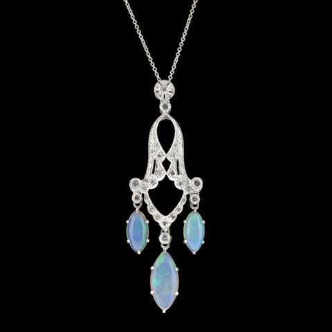 Opal and Diamond Chandelier Necklace