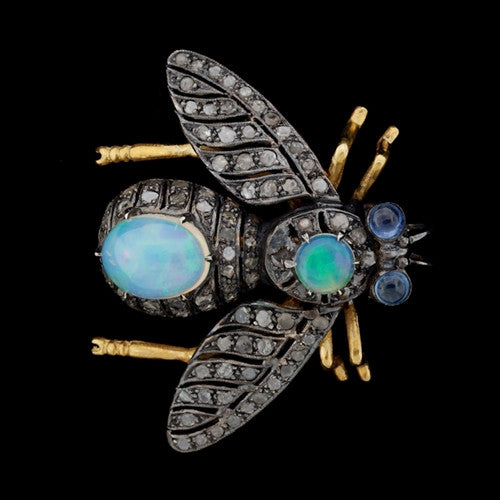 Opal & Diamond 14Kt Bee Brooch