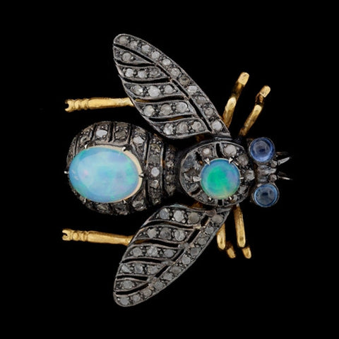 Opal & Diamond 14Kt Bee Brooch