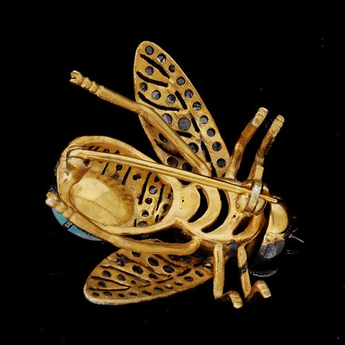 Opal & Diamond 14Kt Bee Brooch