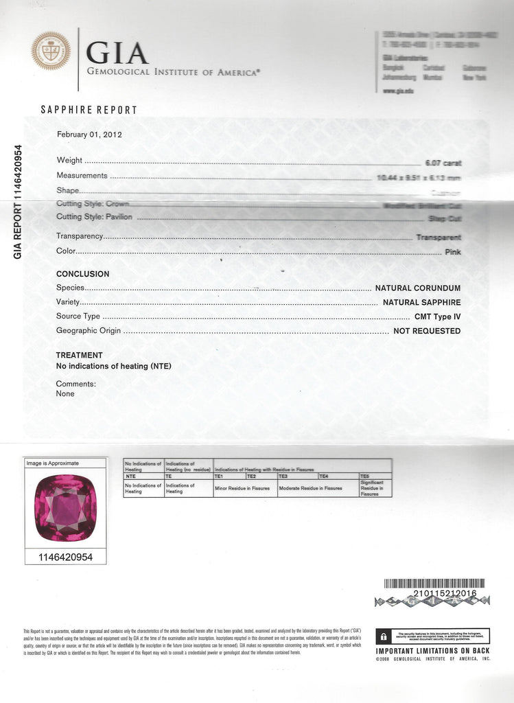 GIA 6.07-ct Unheated Pink Sapphire Edwardian Style Platinum Ring