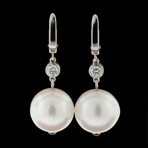 Pearl & Diamond Dangle Earrings
