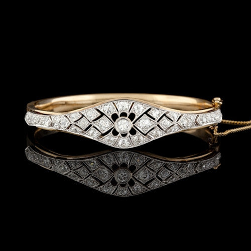 Vintage 2.86ct tw Diamond Bangle Bracelet