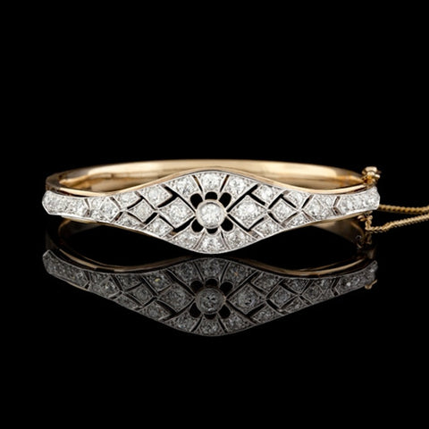 Vintage 2.86ct tw Diamond Bangle Bracelet