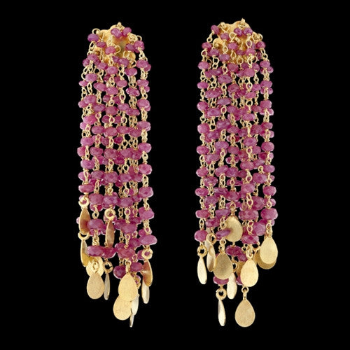 20Kt Ruby Bead Dangle Earrings
