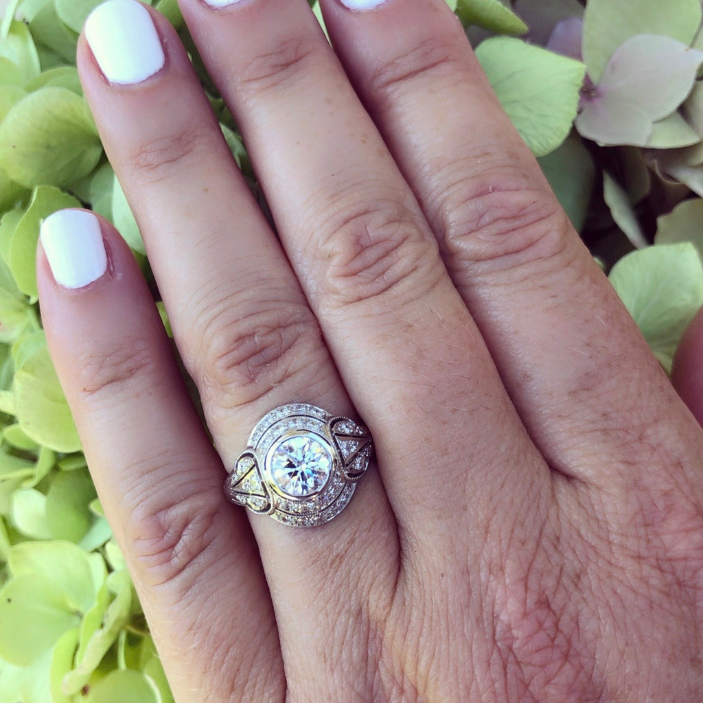 Deco Style GIA 1.02ct I/SI2 Diamond Platinum Ring