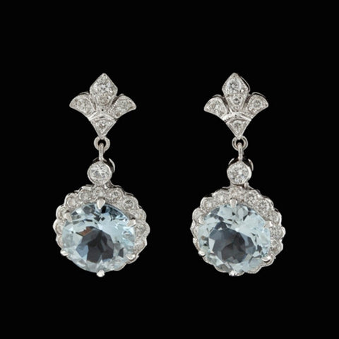 18KT Aquamarine & Diamond Earrings