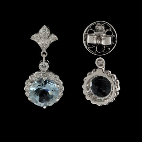 18KT Aquamarine & Diamond Earrings