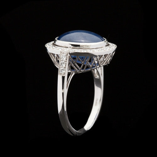 Natural 8.55ct Blue Star Sapphire & Diamond Ring