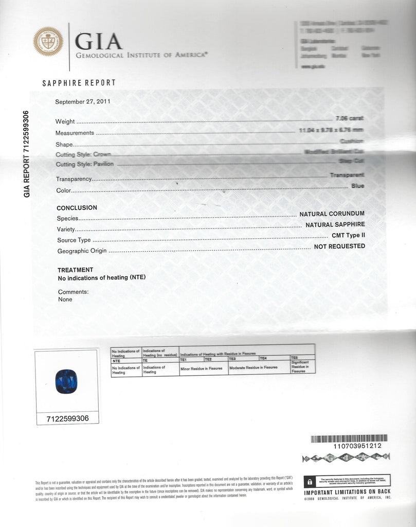 Natural 7.06ct Sapphire & Diamond Ring
