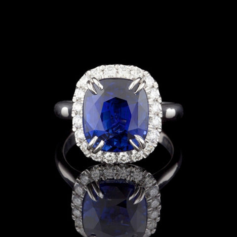 Natural 7.06ct Sapphire & Diamond Ring