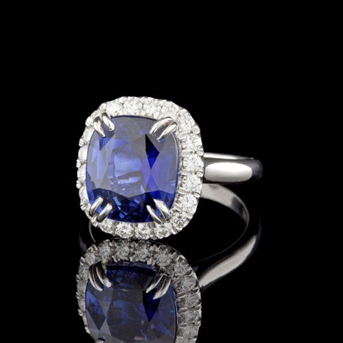 Natural 7.06ct Sapphire & Diamond Ring