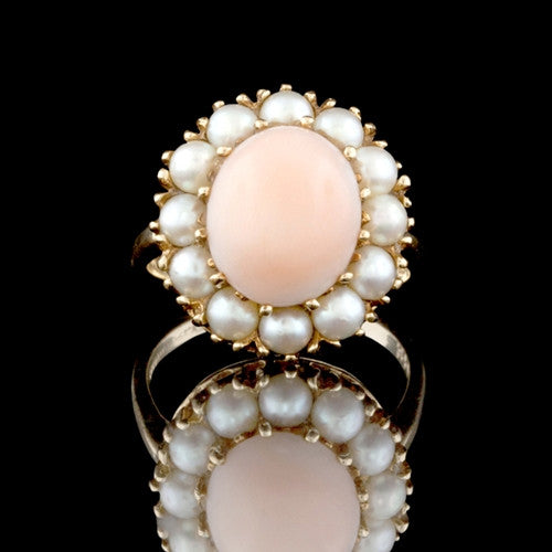 Coral & Pearl 14KT Ring