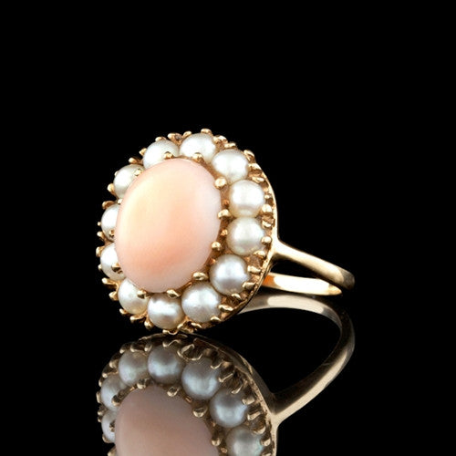 Coral & Pearl 14KT Ring