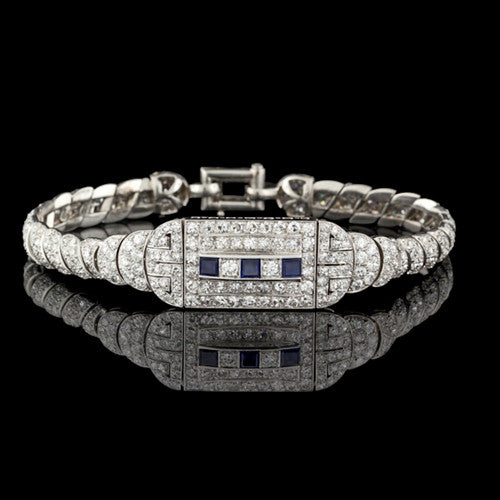Vintage Diamond & Sapphire Platinum Bracelet