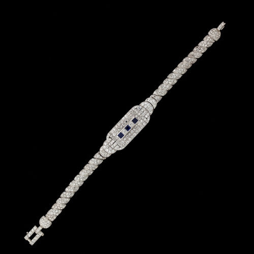 Vintage Diamond & Sapphire Platinum Bracelet