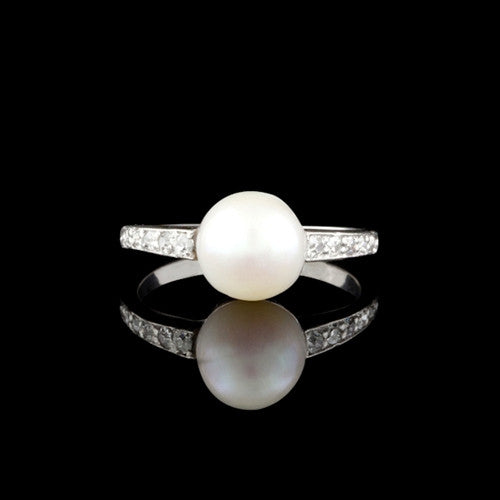 Platinum Pearl & Diamond Ring
