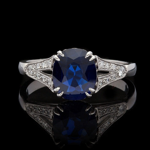 1.82ct Blue Sapphire & Diamond Ring