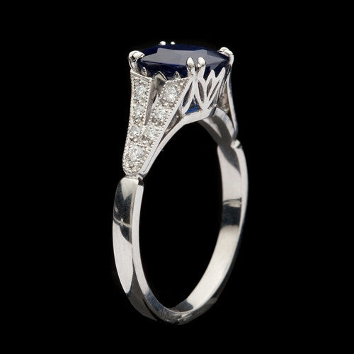 1.82ct Blue Sapphire & Diamond Ring