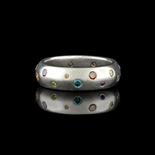 Platinum Colored Diamond Etoile Band