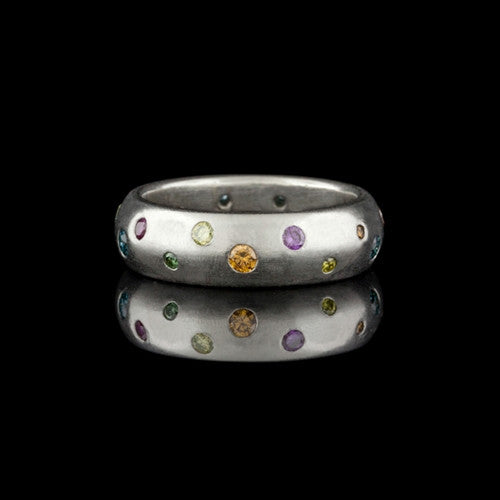 Platinum Colored Diamond Etoile Band