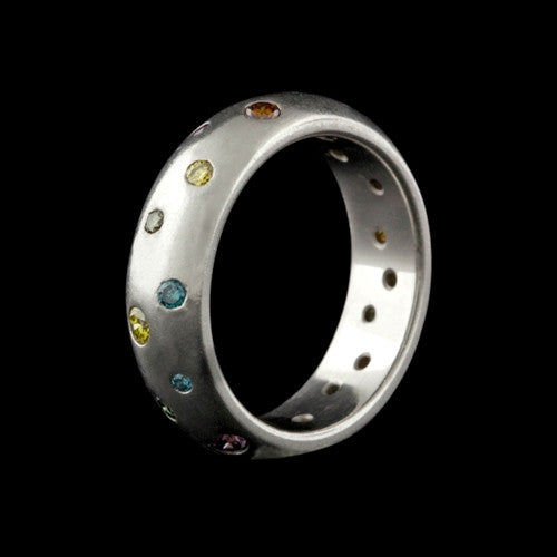 Platinum Colored Diamond Etoile Band