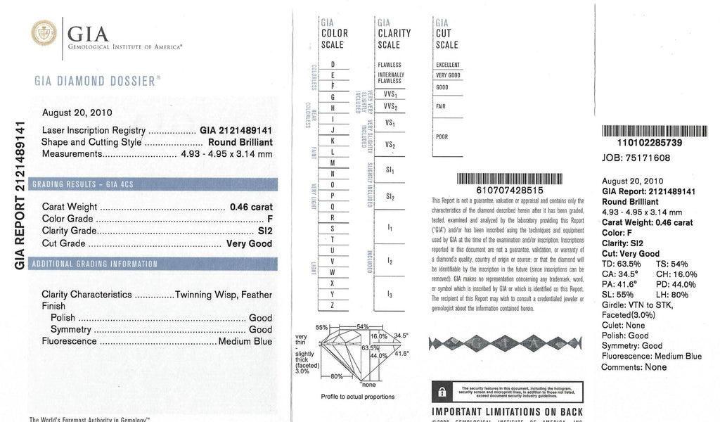 0.62ct tw Round Brilliant Cut GIA Diamond Gold Ring