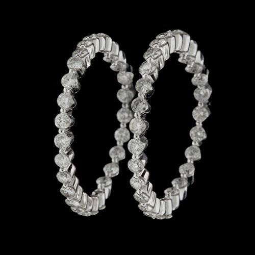 2.96cts tw Diamond Hoop Earrings