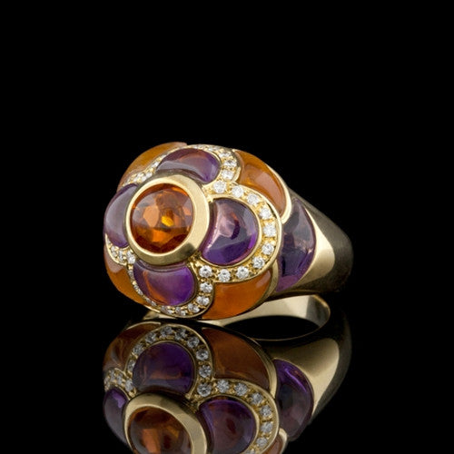 18Kt Colored Stone & Diamond Ring