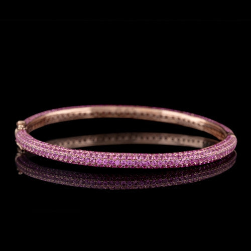18Kt Rose Gold Pink Sapphire Bangle Bracelet