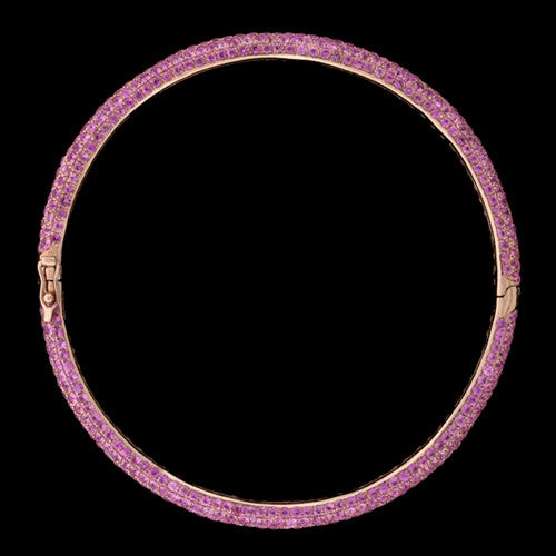 18Kt Rose Gold Pink Sapphire Bangle Bracelet