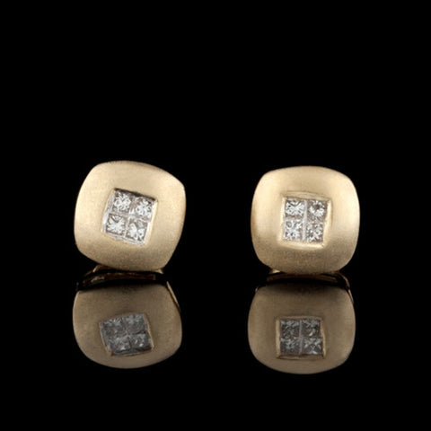 14KT Diamond Button Earrings