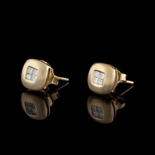 14KT Diamond Button Earrings