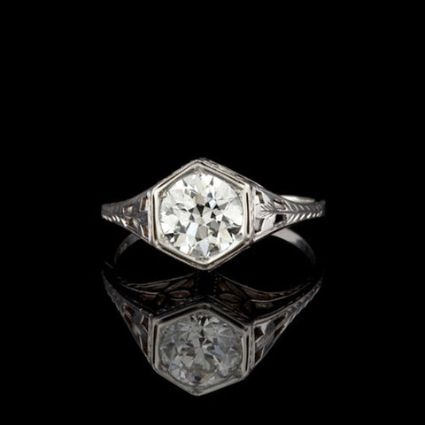 1.14ct European Cut GIA Diamond Ring