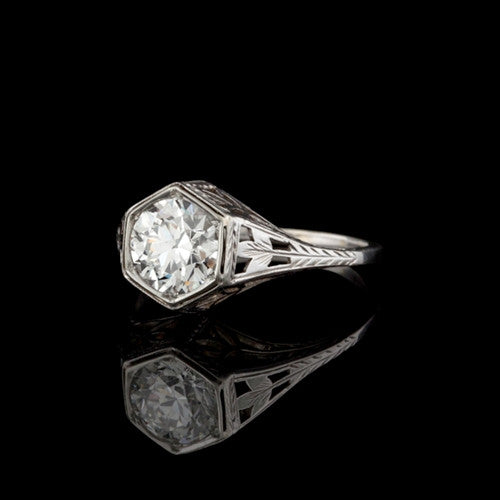 1.14ct European Cut GIA Diamond Ring