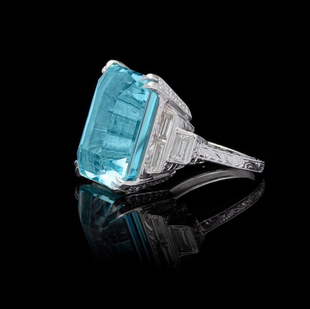Impressive Aquamarine & Diamond Ring
