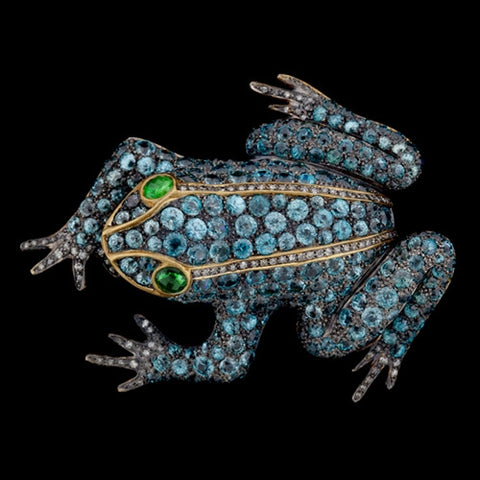 Zircon, Tsavorite & Diamond Frog Brooch