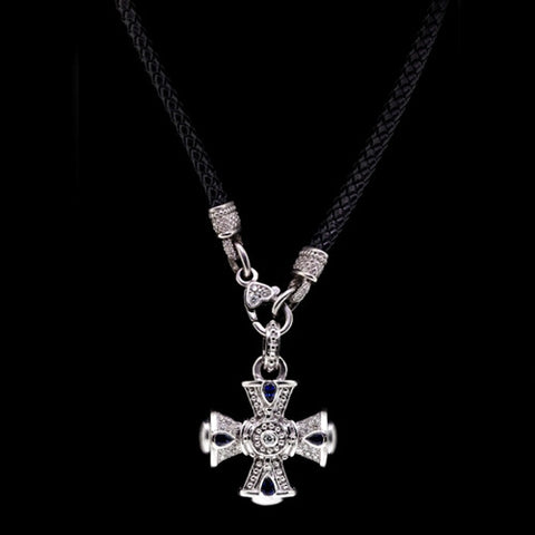 Judith Ripka Sapphire & Diamond Cross Necklace
