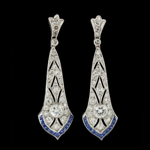 Deco Diamond & Sapphire Dangles