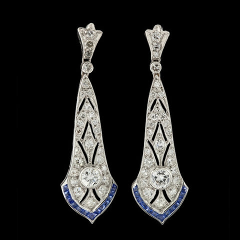 Deco Diamond & Sapphire Dangles